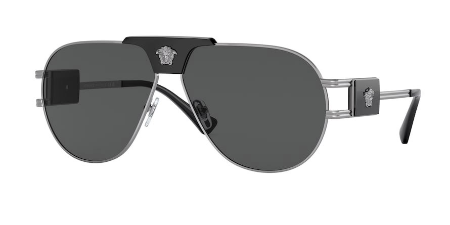 Sonnenbrillen Versace VE 2252 (100187) farbe gunmetal form aviator gläser grigio scuro
