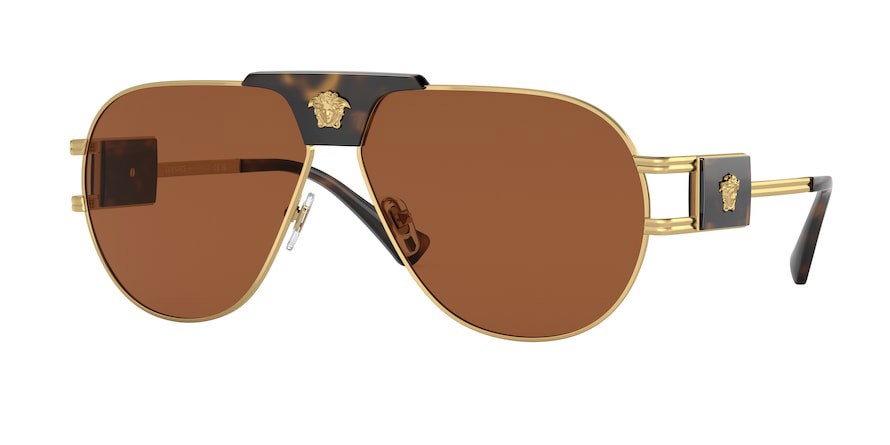 Occhiali da sole Versace VE 2252 (147073) colore oro forma aviator lenti marrone scuro