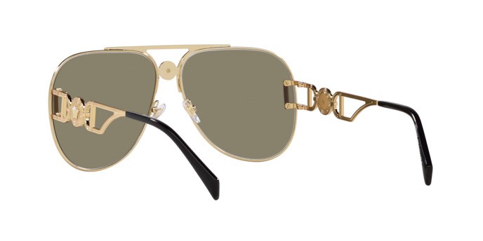 Occhiali da sole Versace VE 2255 (100203) colore oro forma aviator lenti clear mirror real yellow gold