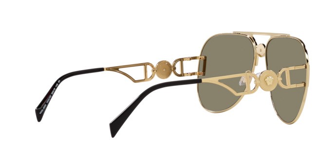 Occhiali da sole Versace VE 2255 (100203) colore oro forma aviator lenti clear mirror real yellow gold