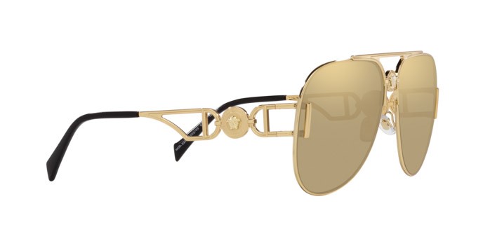 Occhiali da sole Versace VE 2255 (100203) colore oro forma aviator lenti clear mirror real yellow gold