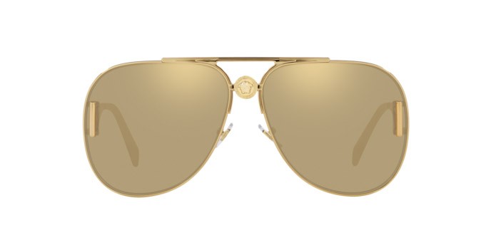 Occhiali da sole Versace VE 2255 (100203) colore oro forma aviator lenti clear mirror real yellow gold