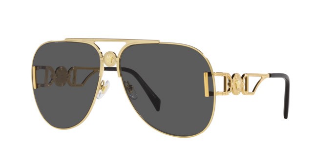 Sonnenbrillen Versace VE 2255 (100287) farbe oro form aviator gläser grigio scuro