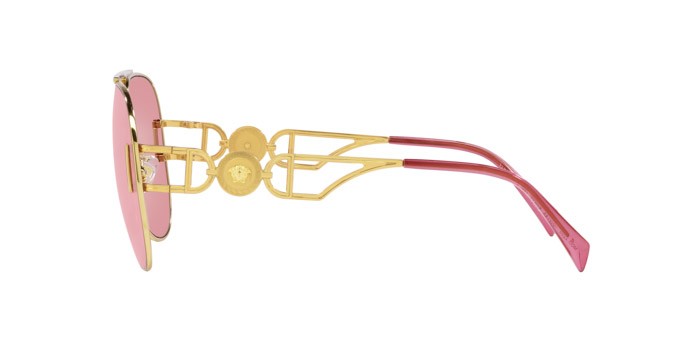 Occhiali da sole Versace VE 2255 (1002A4) colore oro forma aviator lenti pink mirror internal silver