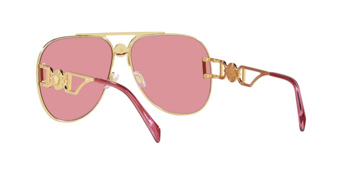 Occhiali da sole Versace VE 2255 (1002A4) colore oro forma aviator lenti pink mirror internal silver