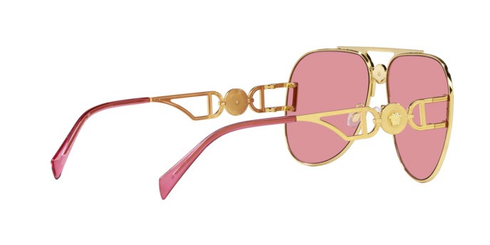 Occhiali da sole Versace VE 2255 (1002A4) colore oro forma aviator lenti pink mirror internal silver