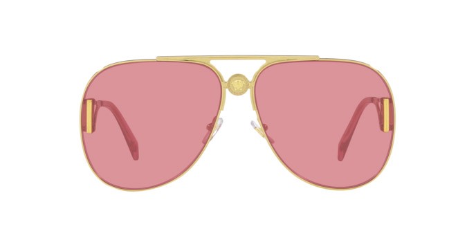 Occhiali da sole Versace VE 2255 (1002A4) colore oro forma aviator lenti pink mirror internal silver
