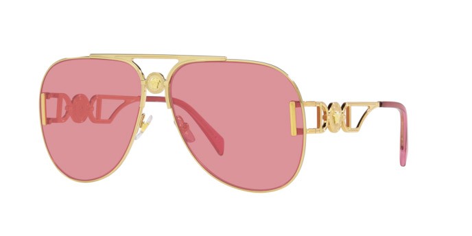 Occhiali da sole Versace VE 2255 (1002A4) colore oro forma aviator lenti pink mirror internal silver