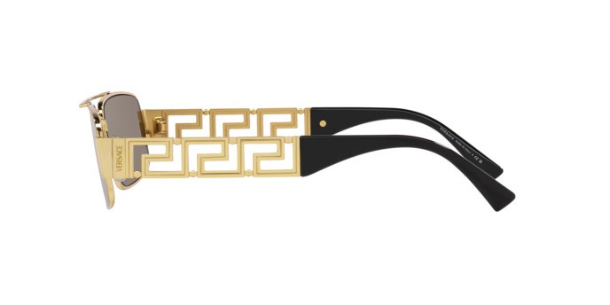 Occhiali da sole Versace VE 2257 (10025A) colore oro forma rettangolare lenti marrone chiaro specchiato oro scuro