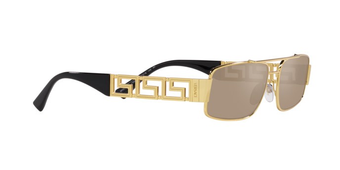 Occhiali da sole Versace VE 2257 (10025A) colore oro forma rettangolare lenti marrone chiaro specchiato oro scuro