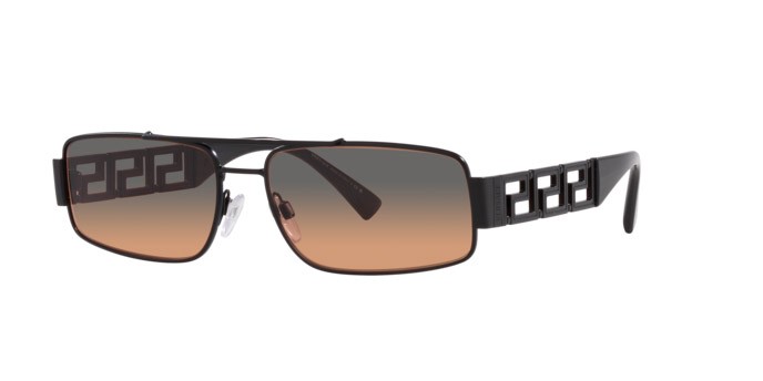 Sonnenbrillen Versace VE 2257 (126118) farbe nero opaco form rechteckig gläser arancione sfumato grigio chiaro