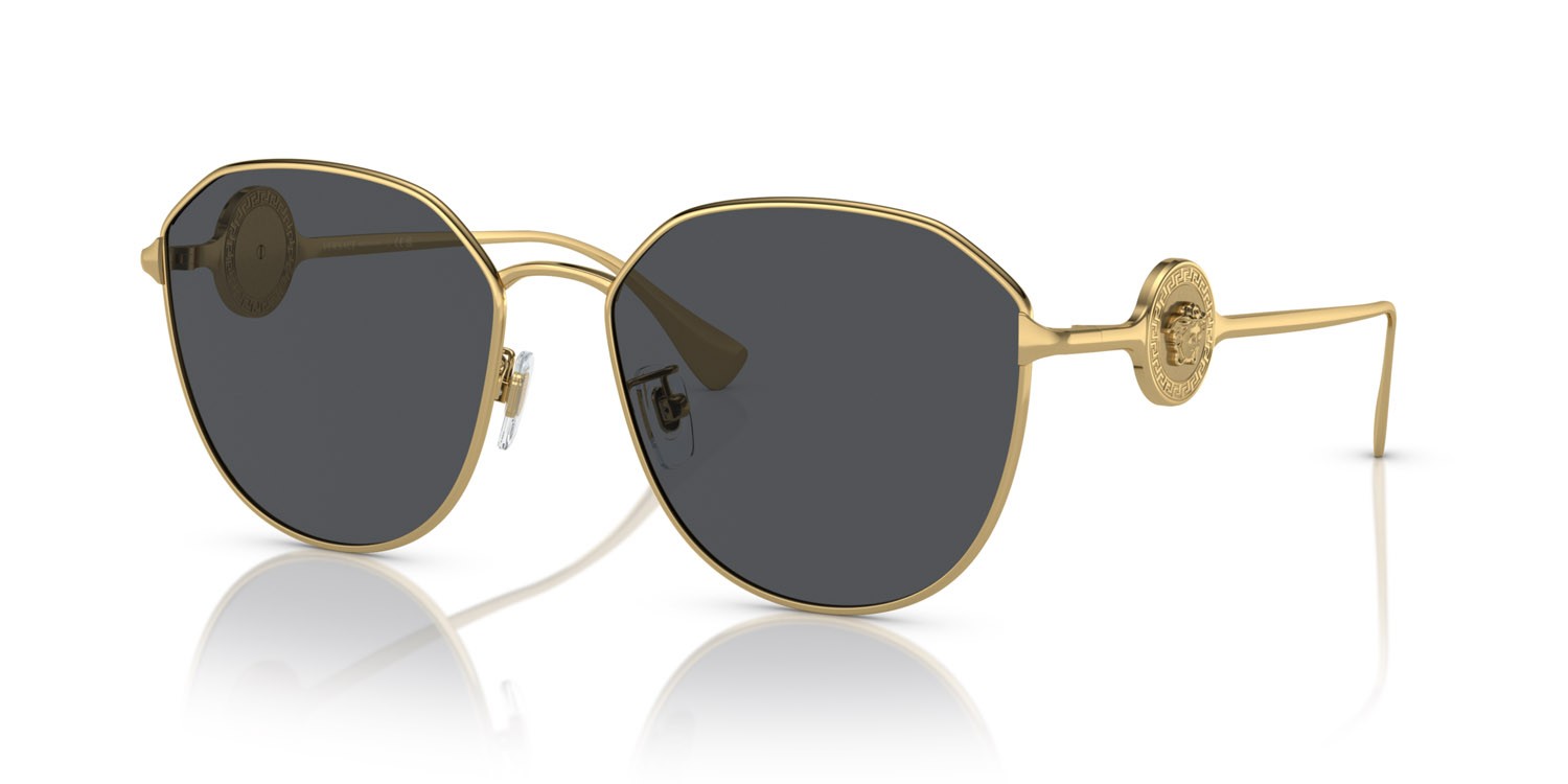 Sunglasses Versace VE 2259D (100287) color oro shape irregular lenses grigio scuro