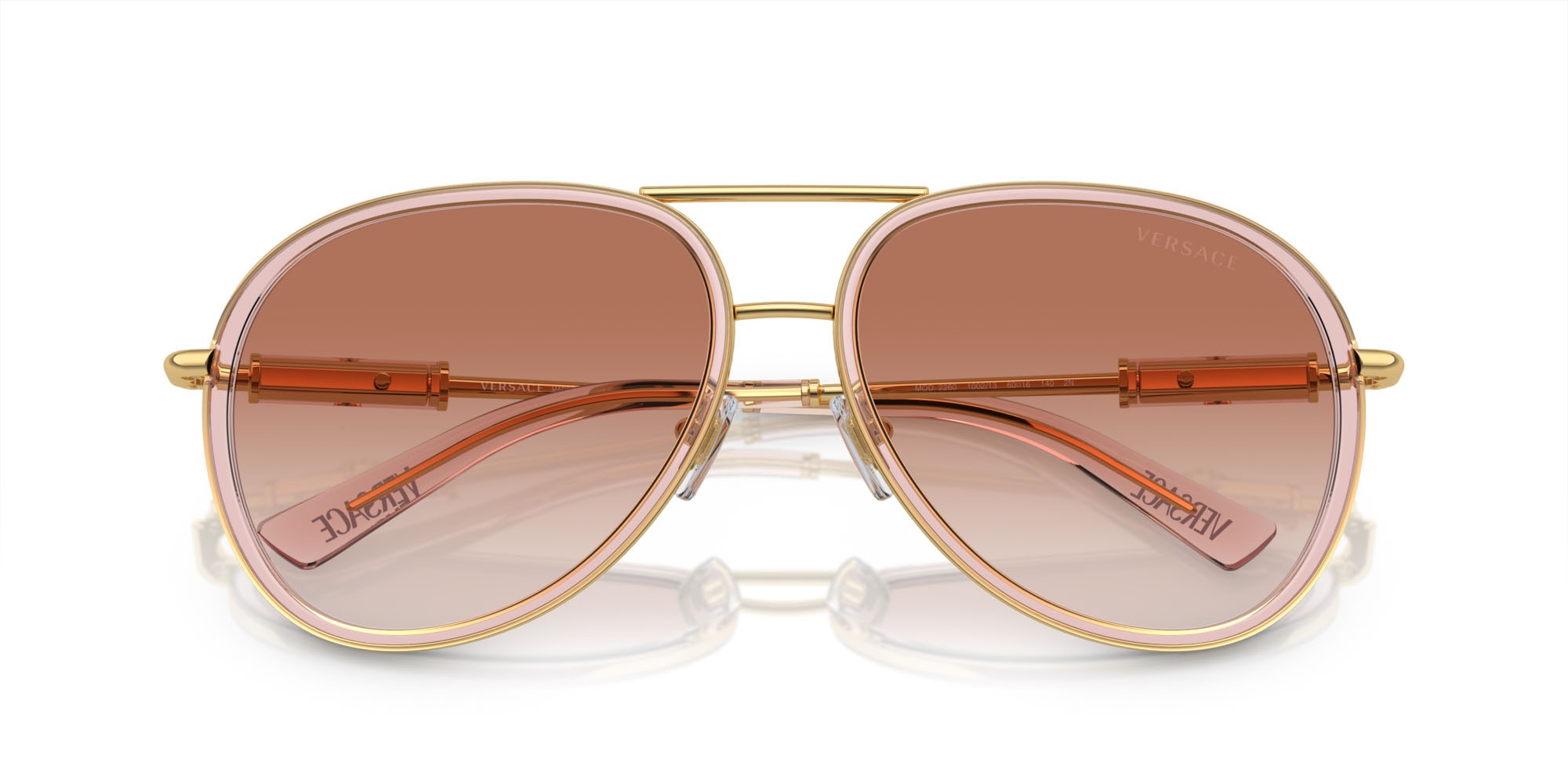 Sonnenbrillen Versace VE 2260 (100213) farbe marrone trasparente form aviator gläser rosa sfumato