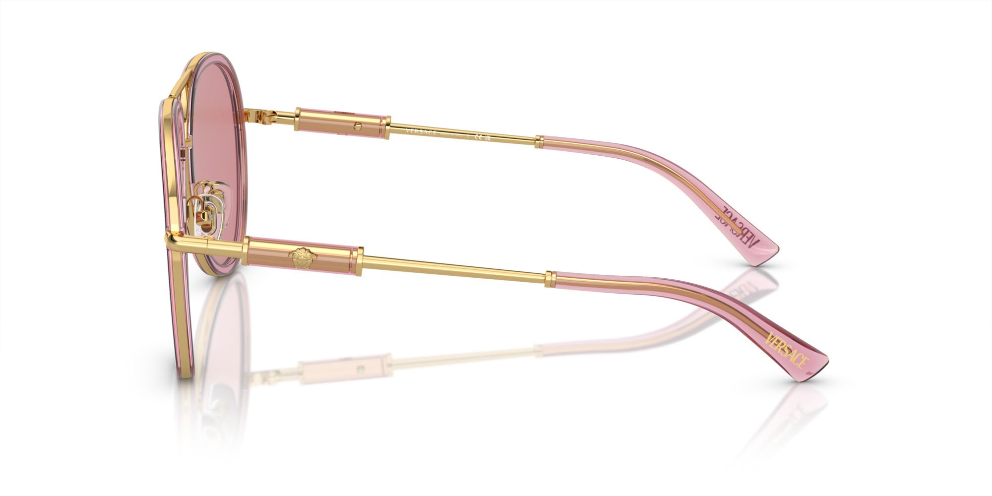 Occhiali da sole Versace VE 2260 (100284) colore rosa trasparente forma aviator lenti rosa