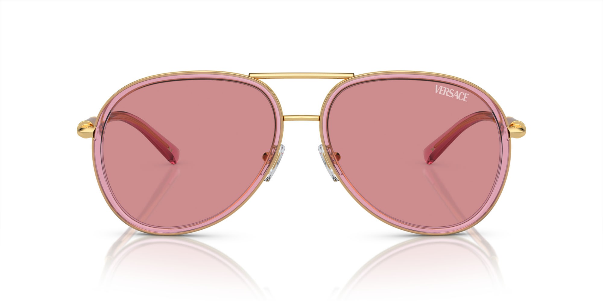 Occhiali da sole Versace VE 2260 (100284) colore rosa trasparente forma aviator lenti rosa