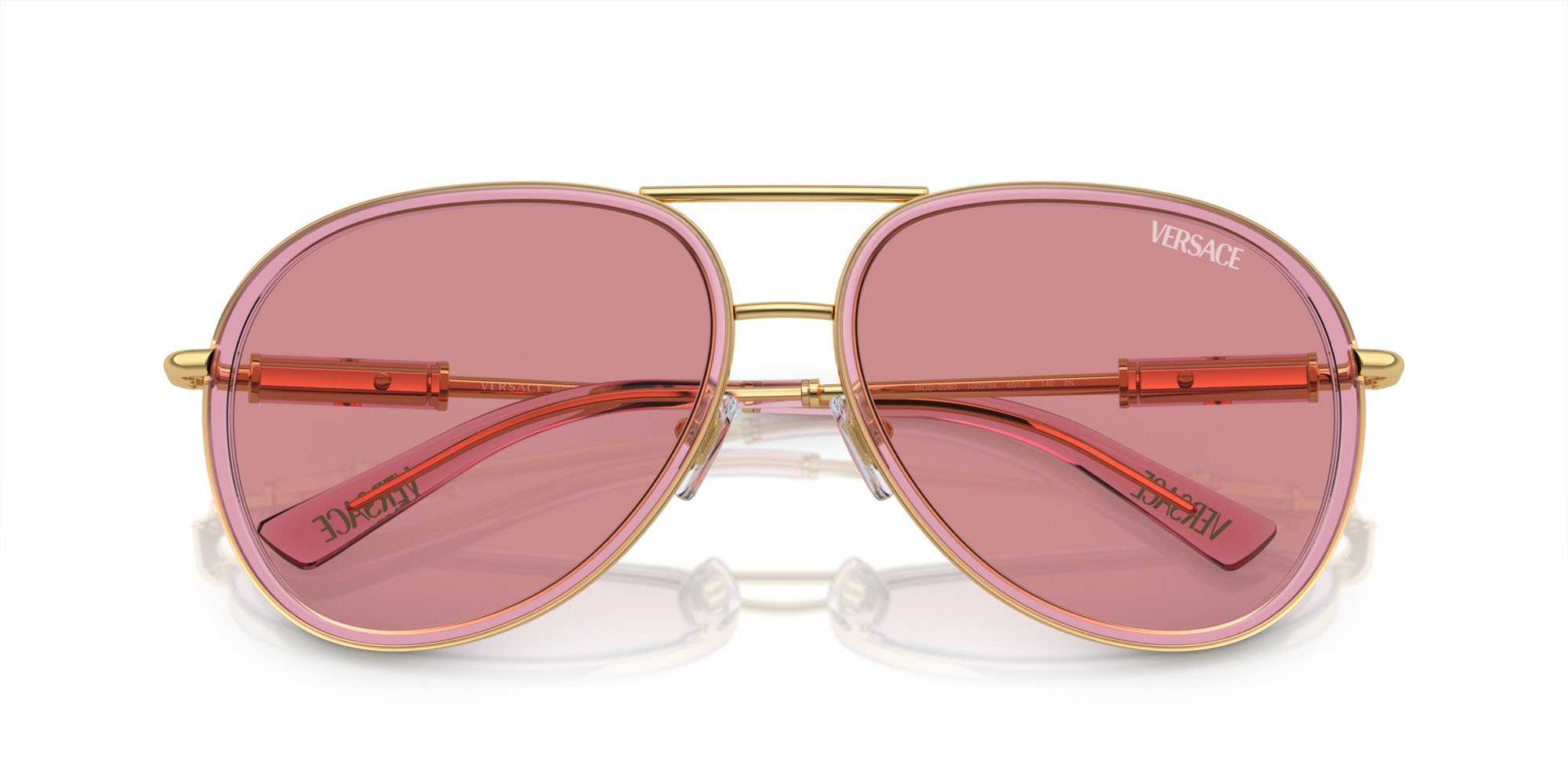 Occhiali da sole Versace VE 2260 (100284) colore rosa trasparente forma aviator lenti rosa