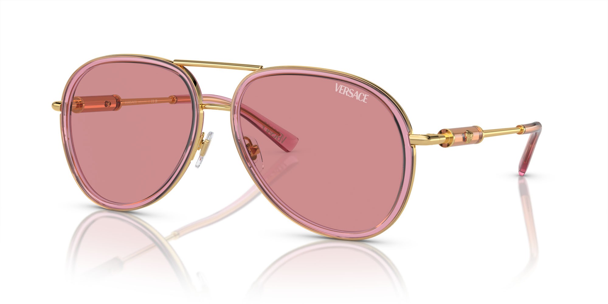 Occhiali da sole Versace VE 2260 (100284) colore rosa trasparente forma aviator lenti rosa