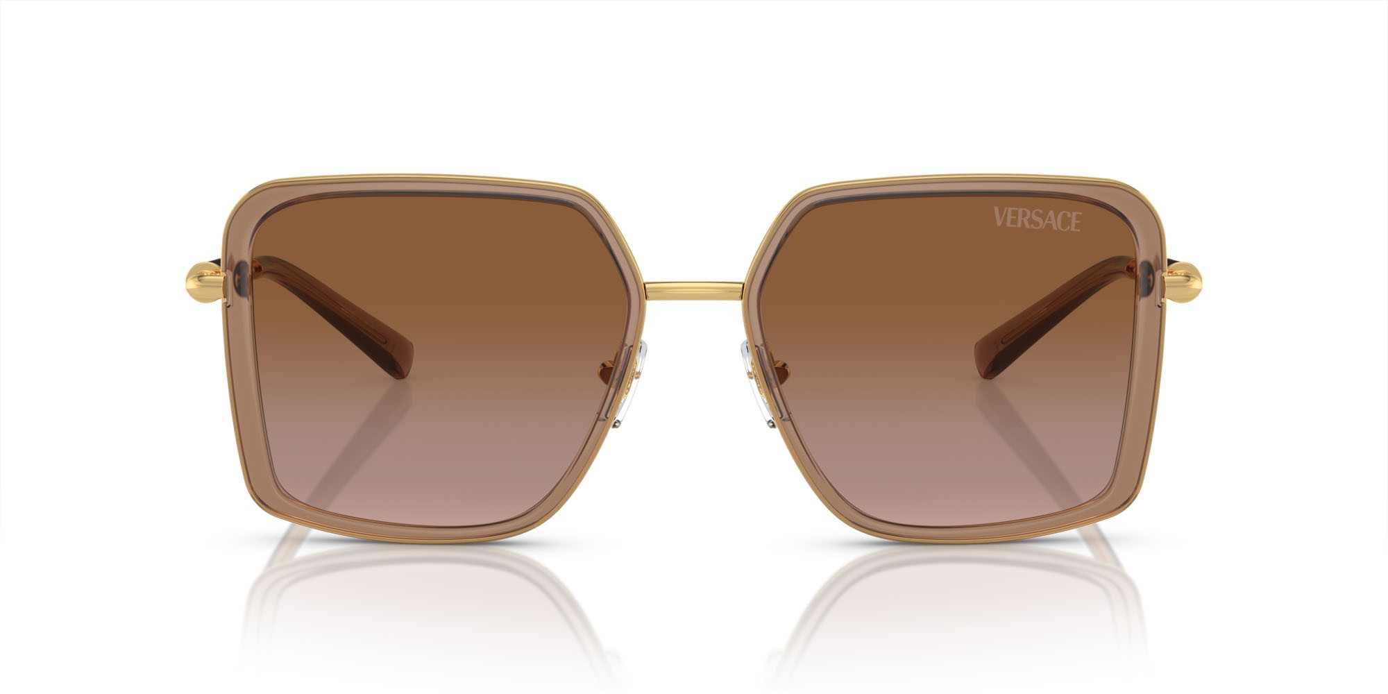 Occhiali da sole Versace VE 2261 (100213) colore marrone trasparente forma quadrato lenti marrone sfumato