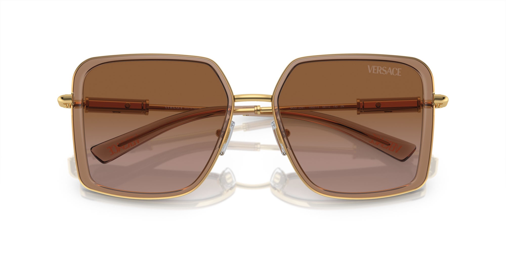 Occhiali da sole Versace VE 2261 (100213) colore marrone trasparente forma quadrato lenti marrone sfumato