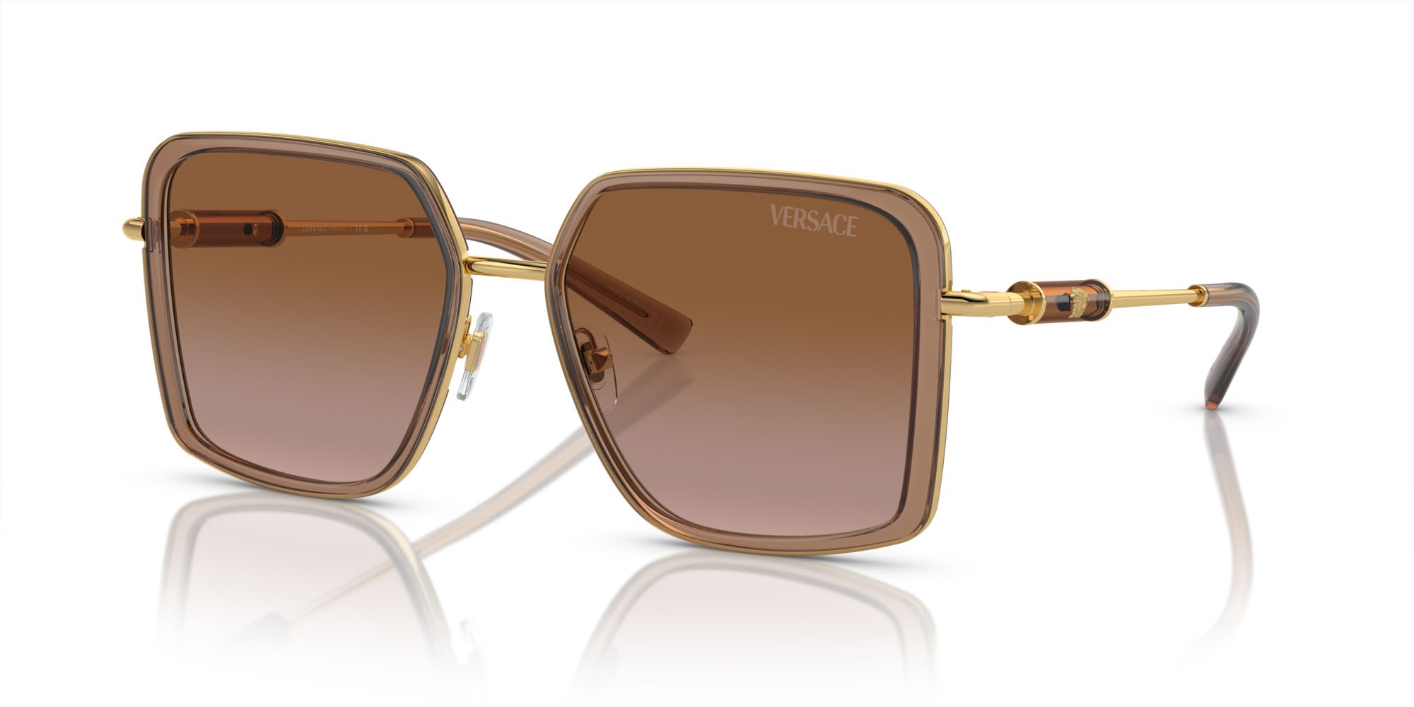 Occhiali da sole Versace VE 2261 (100213) colore marrone trasparente forma quadrato lenti marrone sfumato