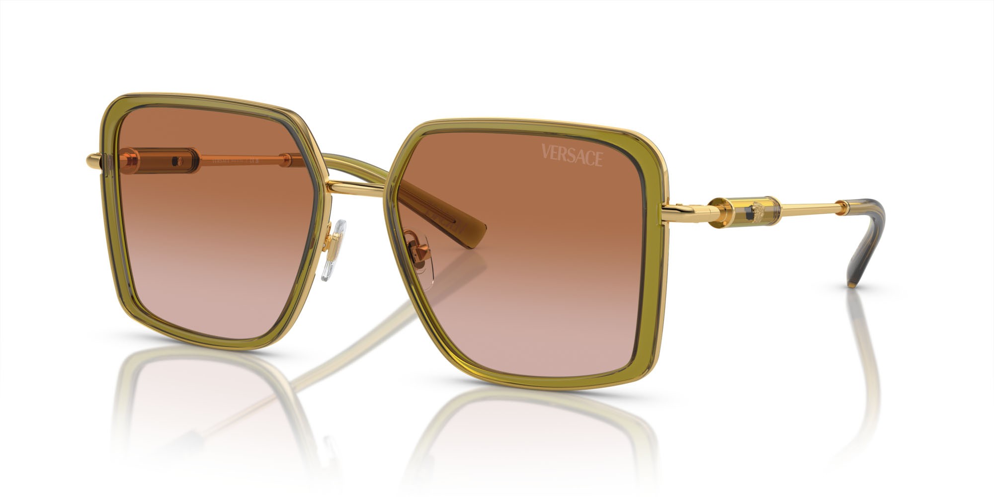 Sonnenbrillen Versace VE 2261 (150913) farbe verde trasparente form quadratisch gläser marrone sfumato