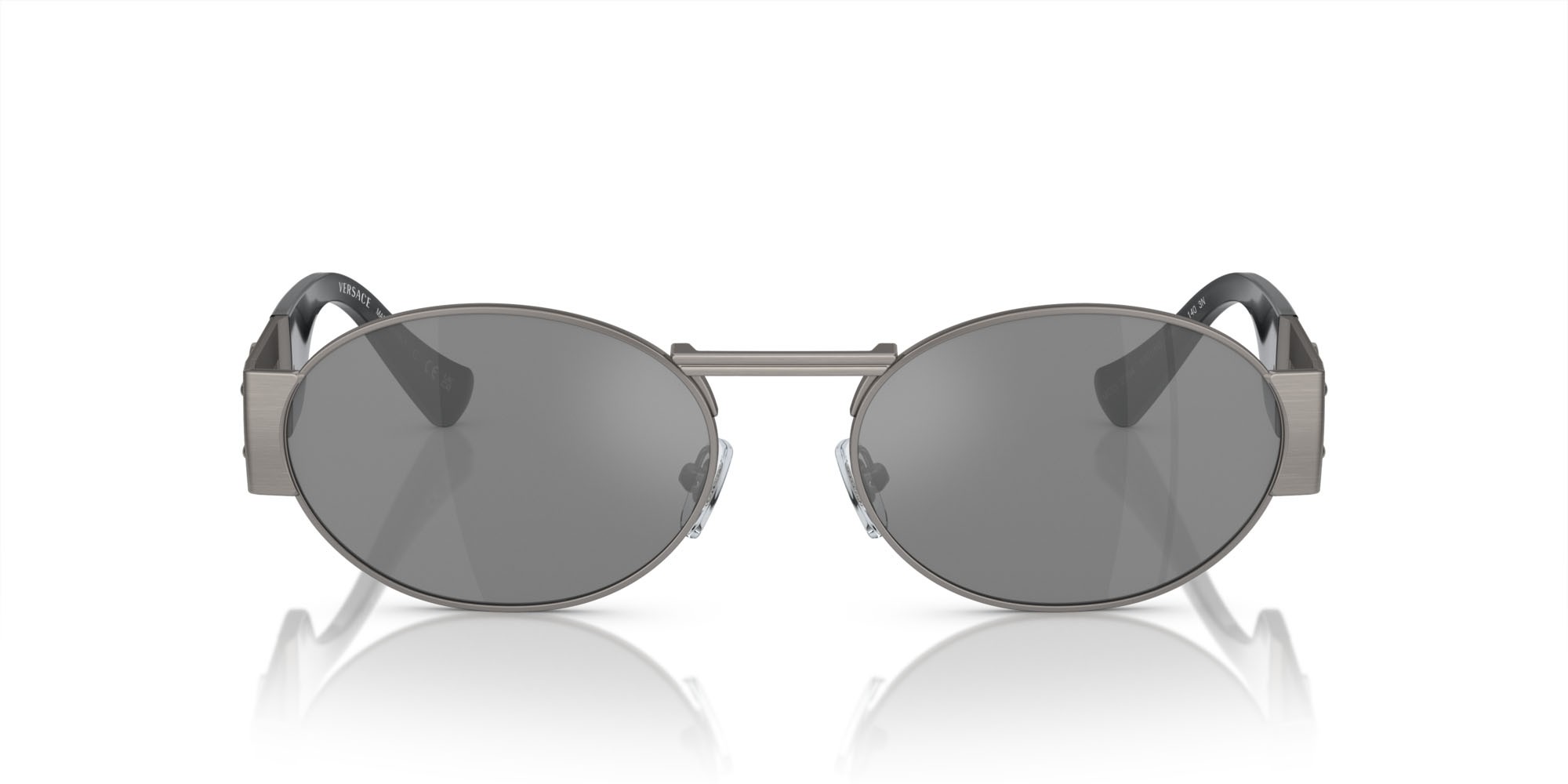 Occhiali da sole Versace VE 2264 (10016G) colore gunmetal opaco forma ovale lenti grigio argento specchiato