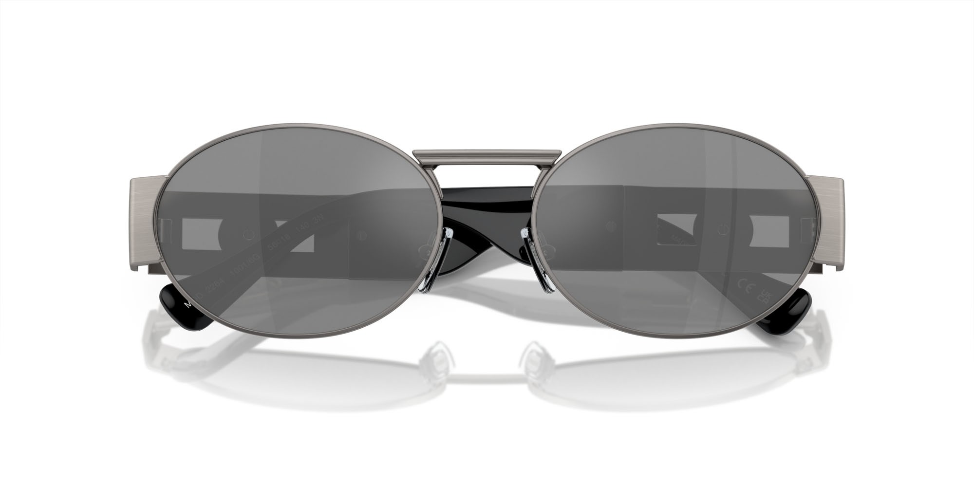 Occhiali da sole Versace VE 2264 (10016G) colore gunmetal opaco forma ovale lenti grigio argento specchiato