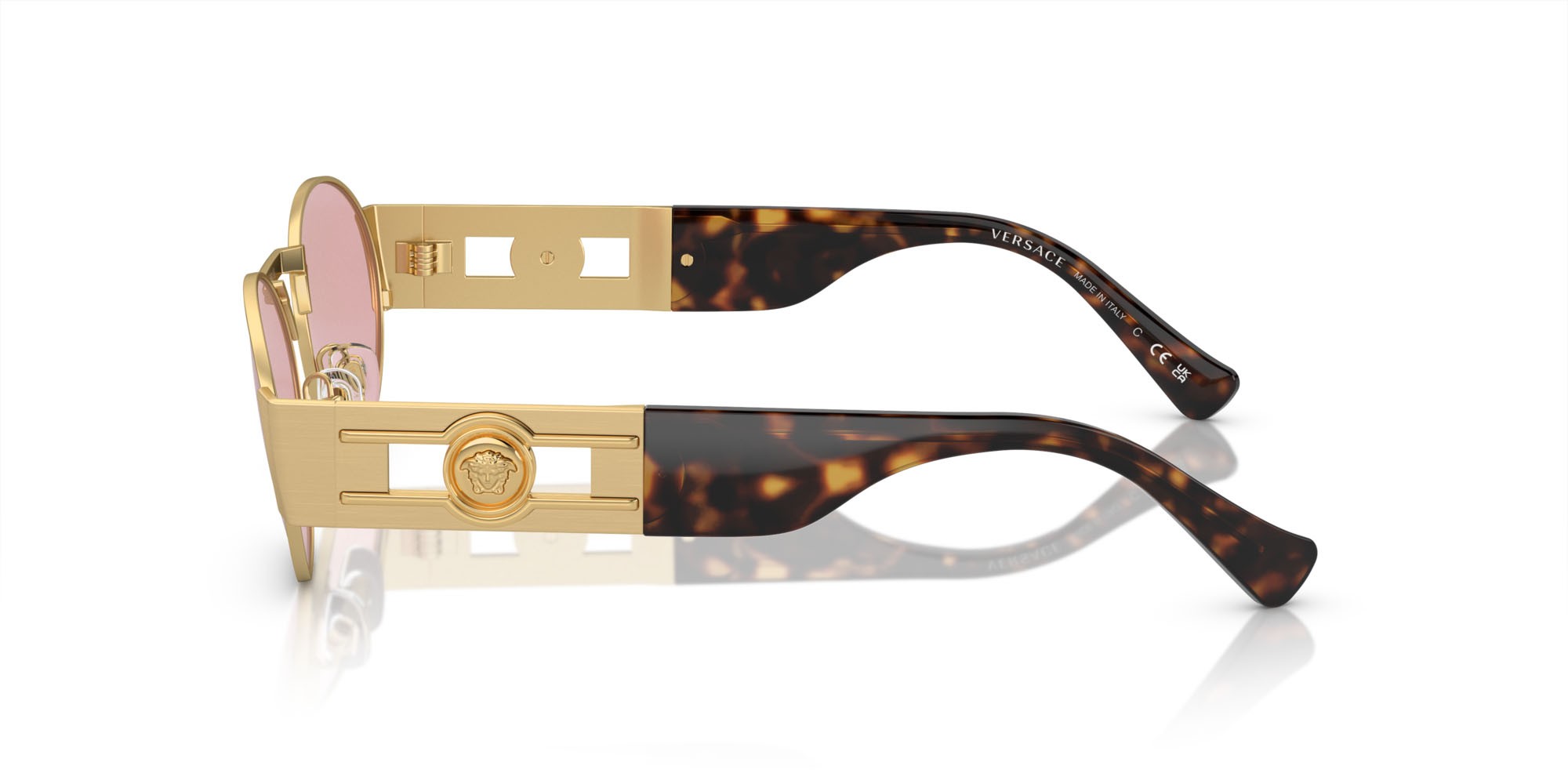 Occhiali da sole Versace VE 2264 (100284) colore oro opaco forma ovale lenti viola chiaro