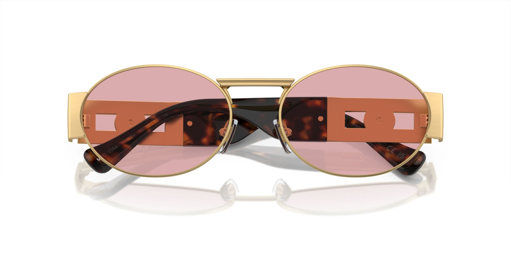 Occhiali da sole Versace VE 2264 (100284) colore oro opaco forma ovale lenti viola chiaro