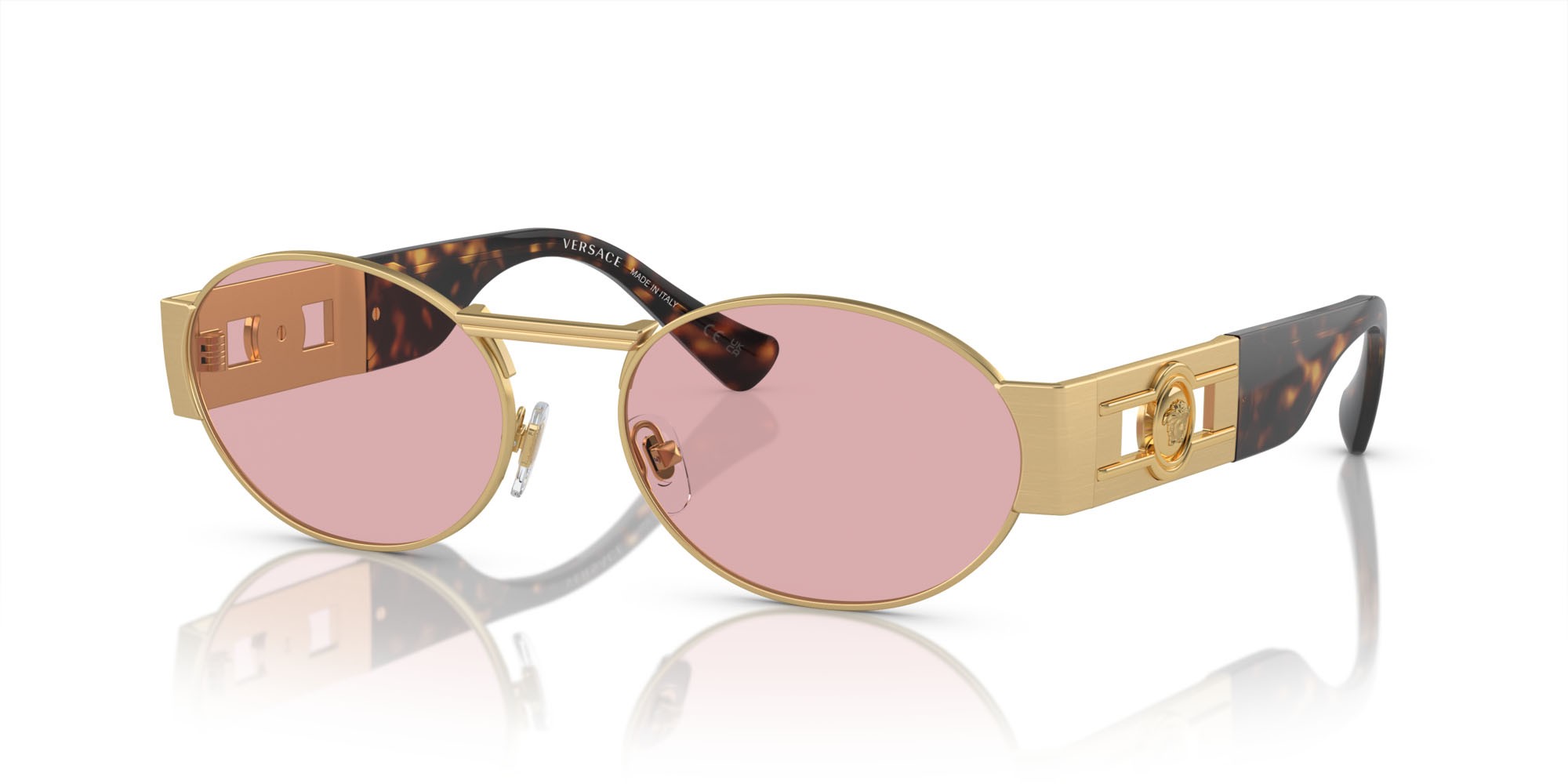 Occhiali da sole Versace VE 2264 (100284) colore oro opaco forma ovale lenti viola chiaro