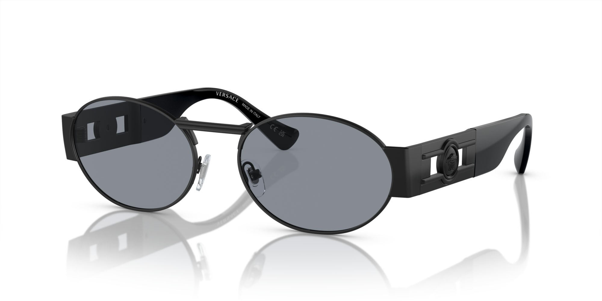 Occhiali da sole Versace VE 2264 (1261/1) colore nero opaco forma ovale lenti grigio