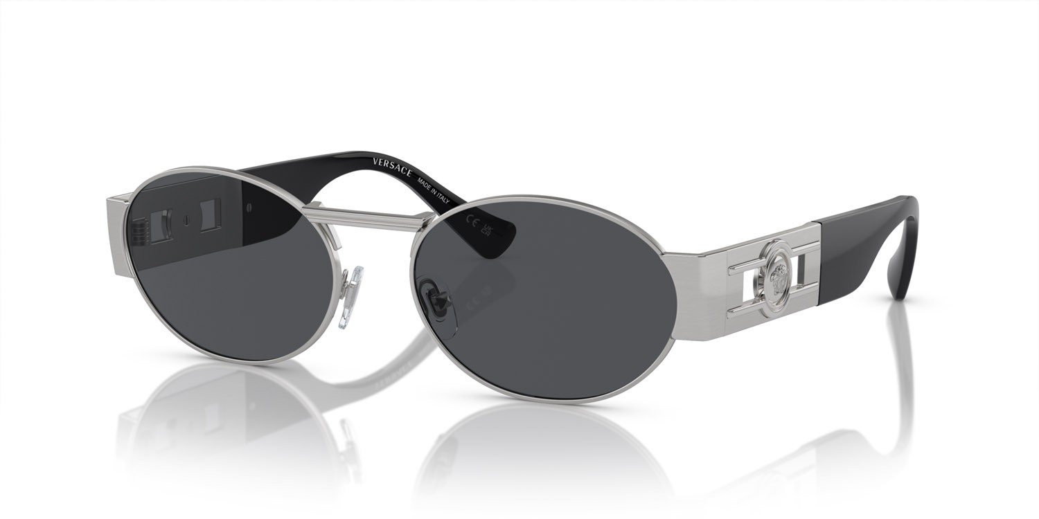 Sonnenbrillen Versace VE 2264 (151387) farbe argento form oval gläser grigio scuro