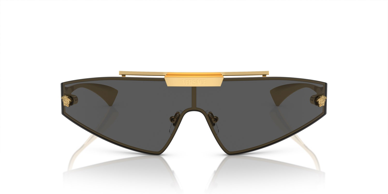 Sunglasses Versace VE 2265 (100287) color oro shape irregular lenses dark grey/mirror gold