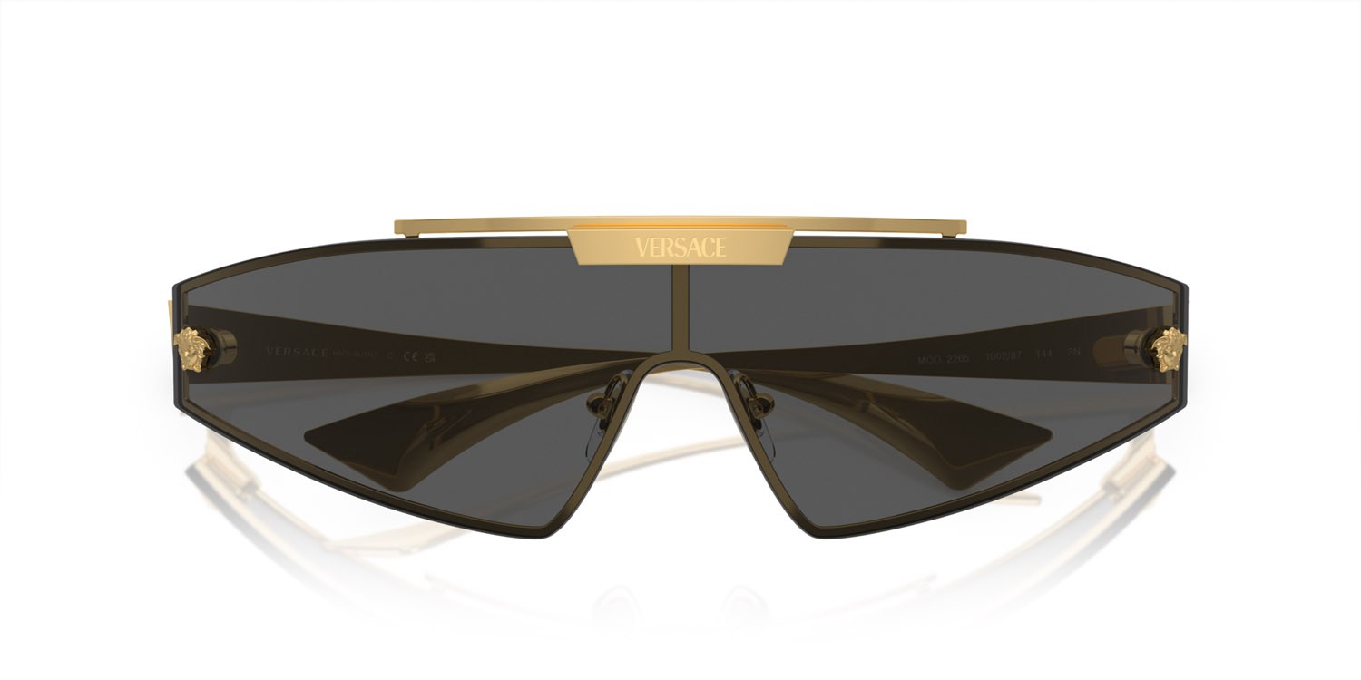 Sunglasses Versace VE 2265 (100287) color oro shape irregular lenses dark grey/mirror gold