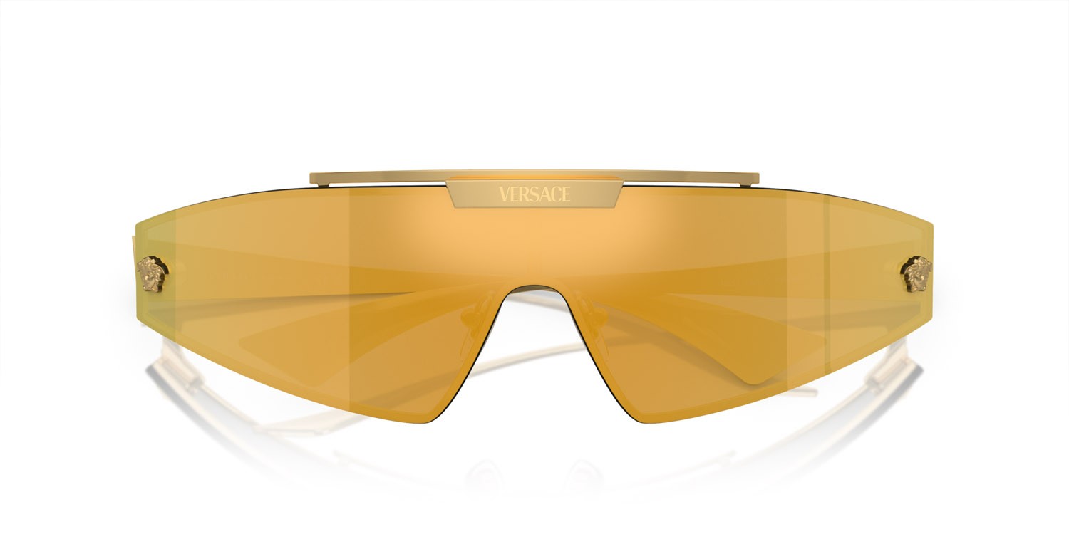 Sunglasses Versace VE 2265 (100287) color oro shape irregular lenses dark grey/mirror gold