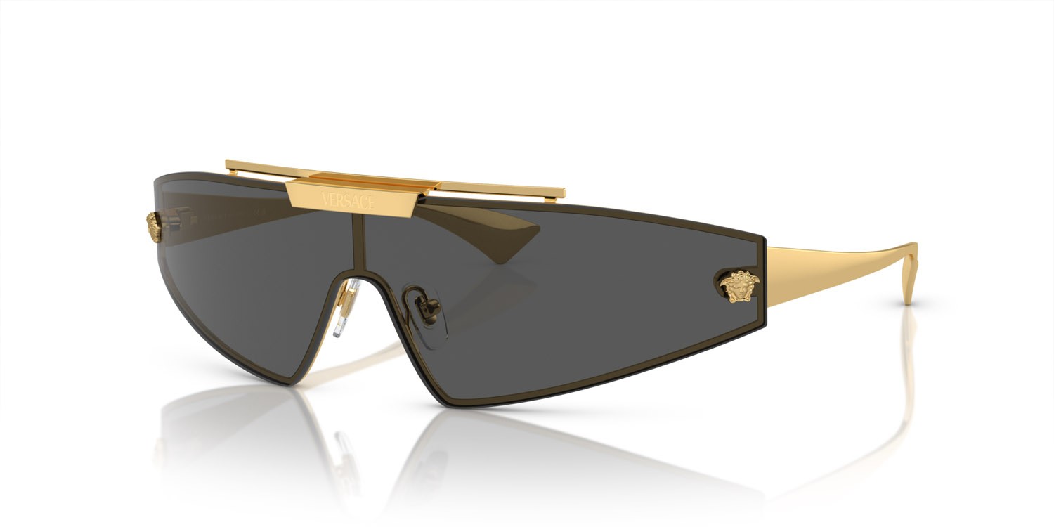 Sunglasses Versace VE 2265 (100287) color oro shape irregular lenses dark grey/mirror gold