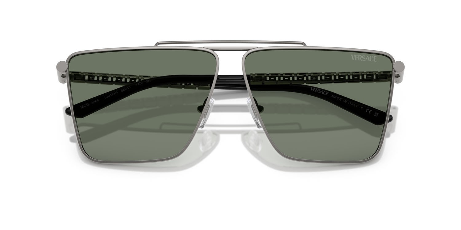Sonnenbrillen Versace VE 2266 (10013H) farbe gunmetal form quadratisch gläser verde scuro
