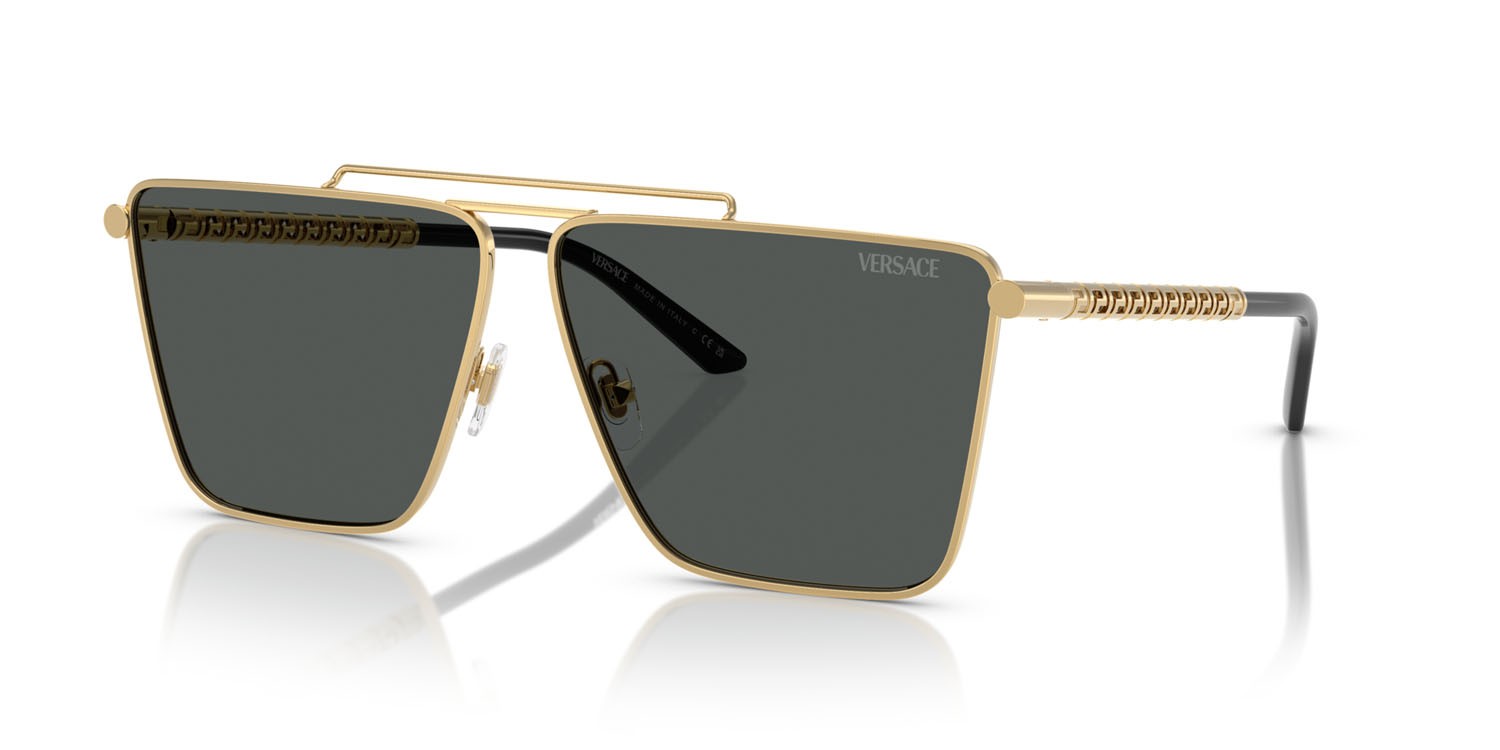 Occhiali da sole Versace VE 2266 (100287) colore oro forma quadrato lenti grigio scuro