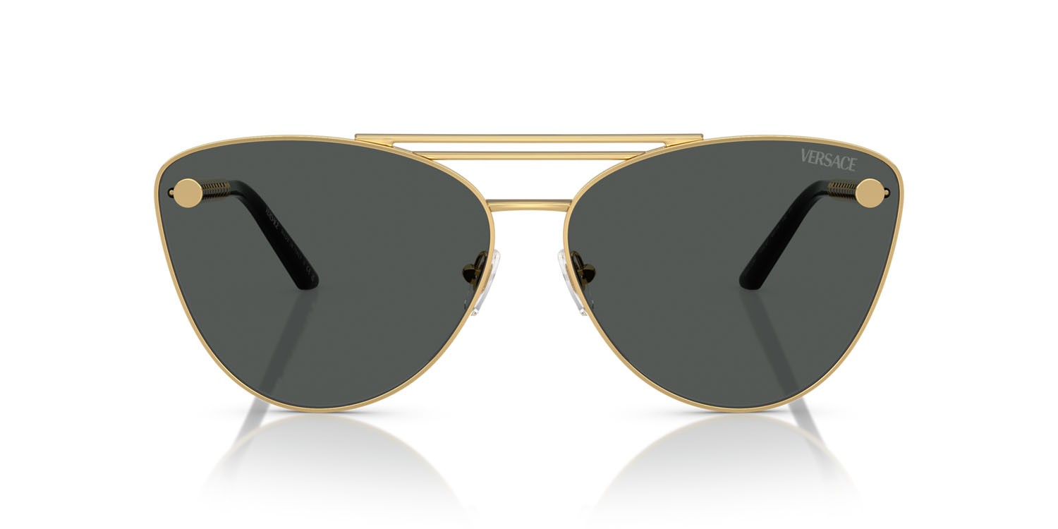 Sonnenbrillen Versace VE 2267 (100287) farbe oro form cat-eye gläser grigio scuro