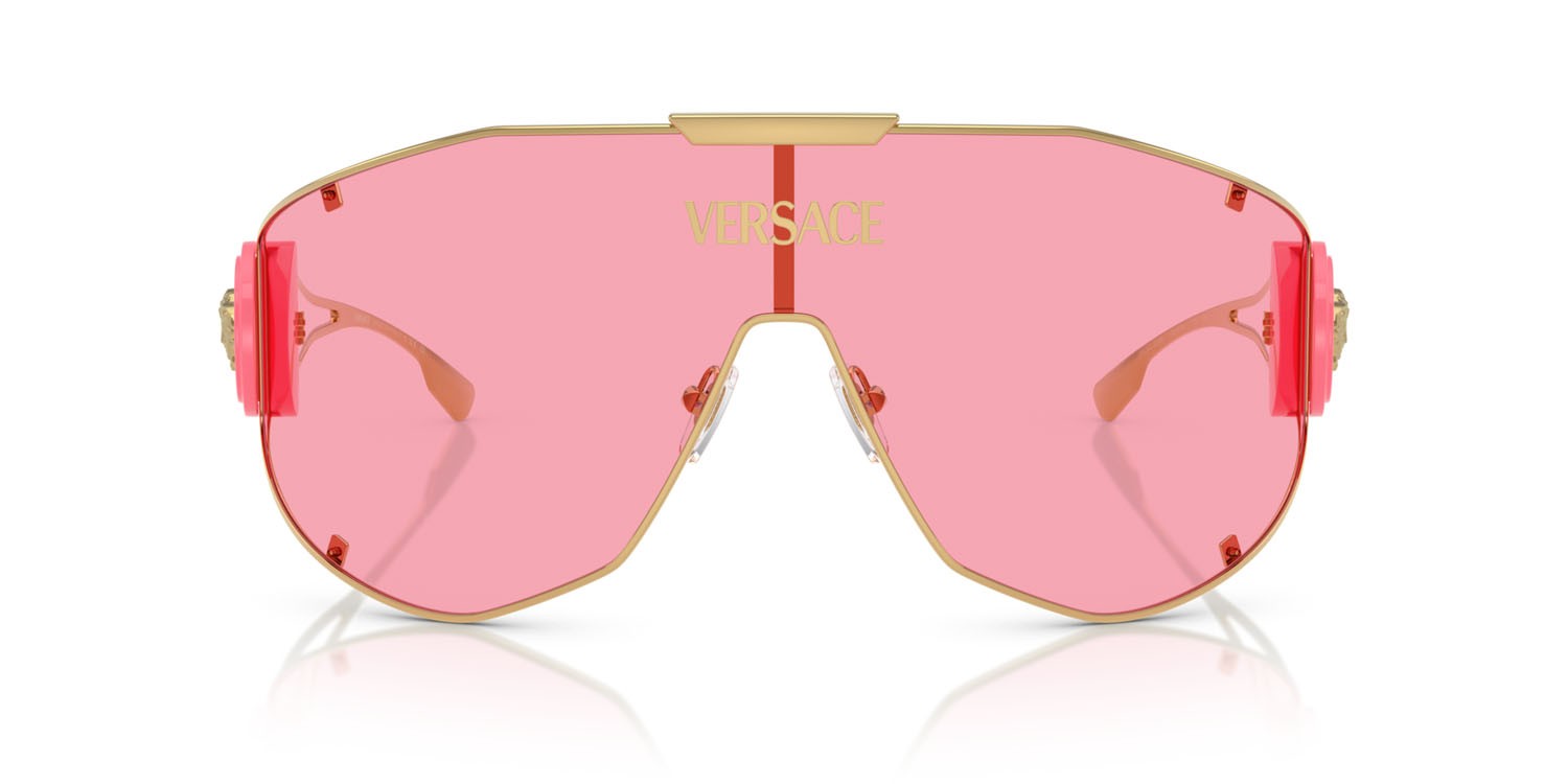 Occhiali da sole Versace VE 2268 (100284) colore oro forma irregolare lenti rosa