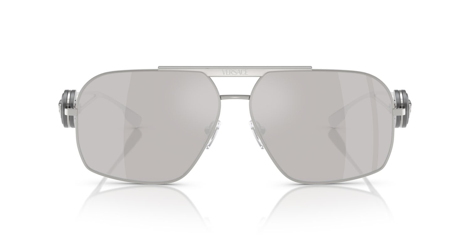 Sonnenbrillen Versace VE 2269 (10006G) farbe argento form unregelmäßig gläser grigio chiaro specchiato argento