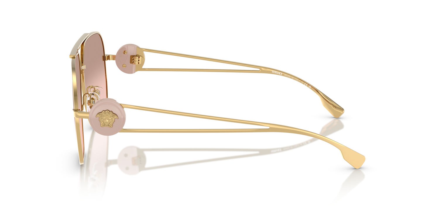 Occhiali da sole Versace VE 2269 (10027E) colore oro forma irregolare lenti rosa chiaro sfumato argento a specchio