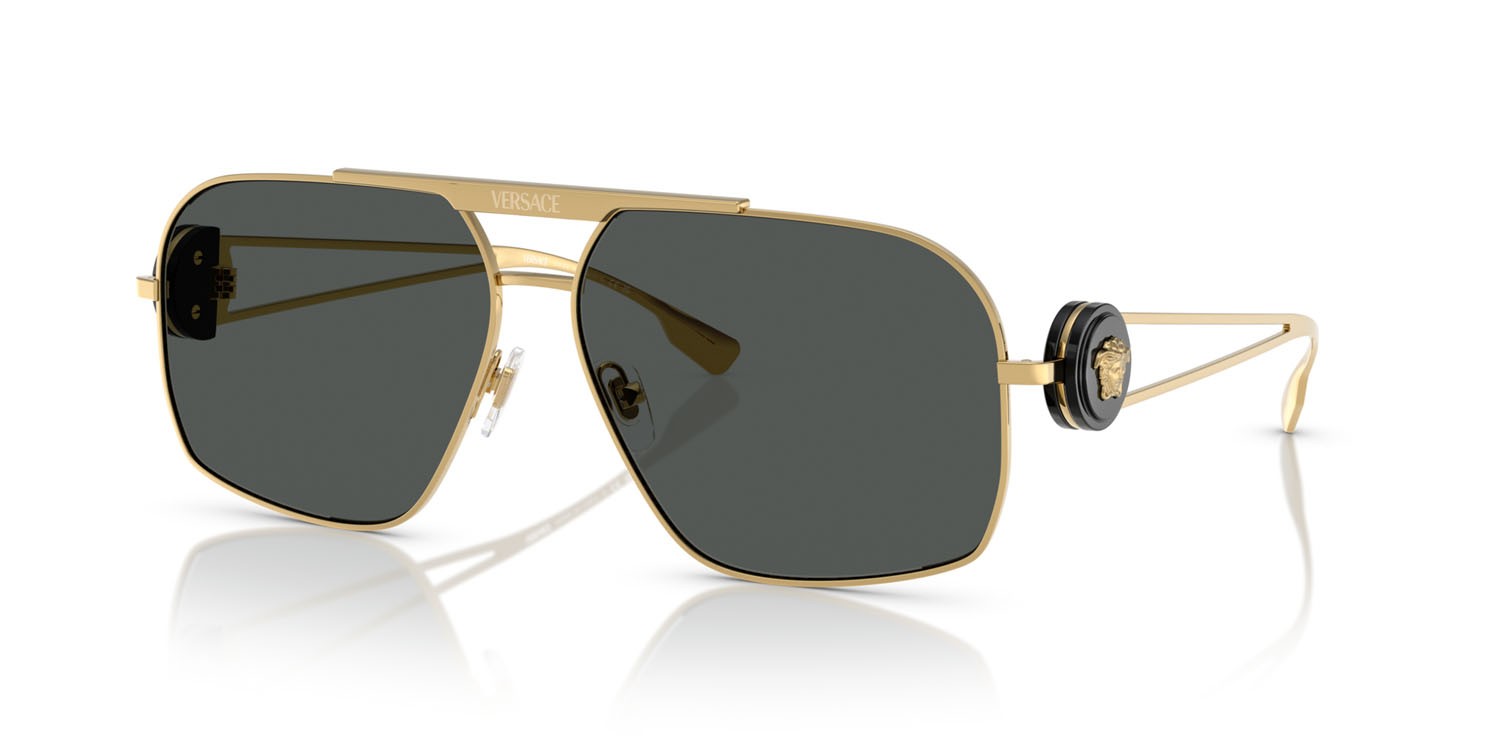 Occhiali da sole Versace VE 2269 (100287) colore oro forma irregolare lenti grigio scuro