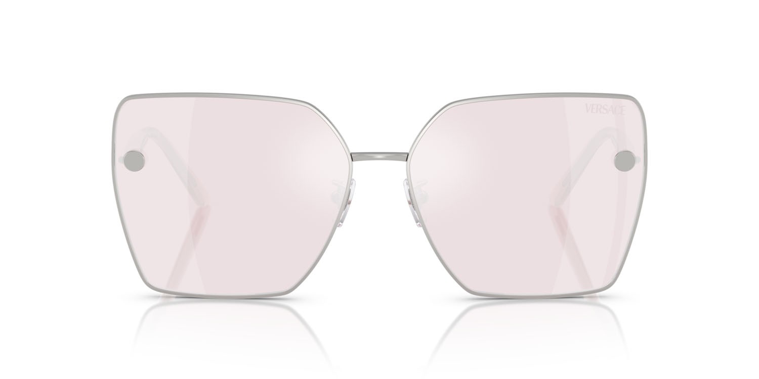 Occhiali da sole Versace VE 2270D (10007V) colore argento forma quadrato lenti rosa specchiato bianco