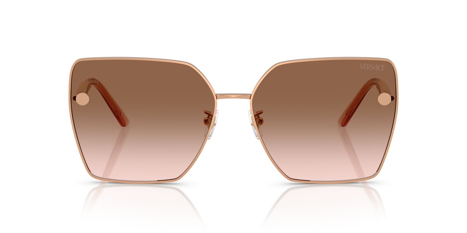 Occhiali da sole Versace VE 2270D (141213) colore oro rose forma quadrato lenti marrone sfumato