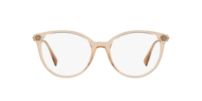Brillen Versace VE 3251B (5215) farbe transparent light brown form rund gläser demo lens