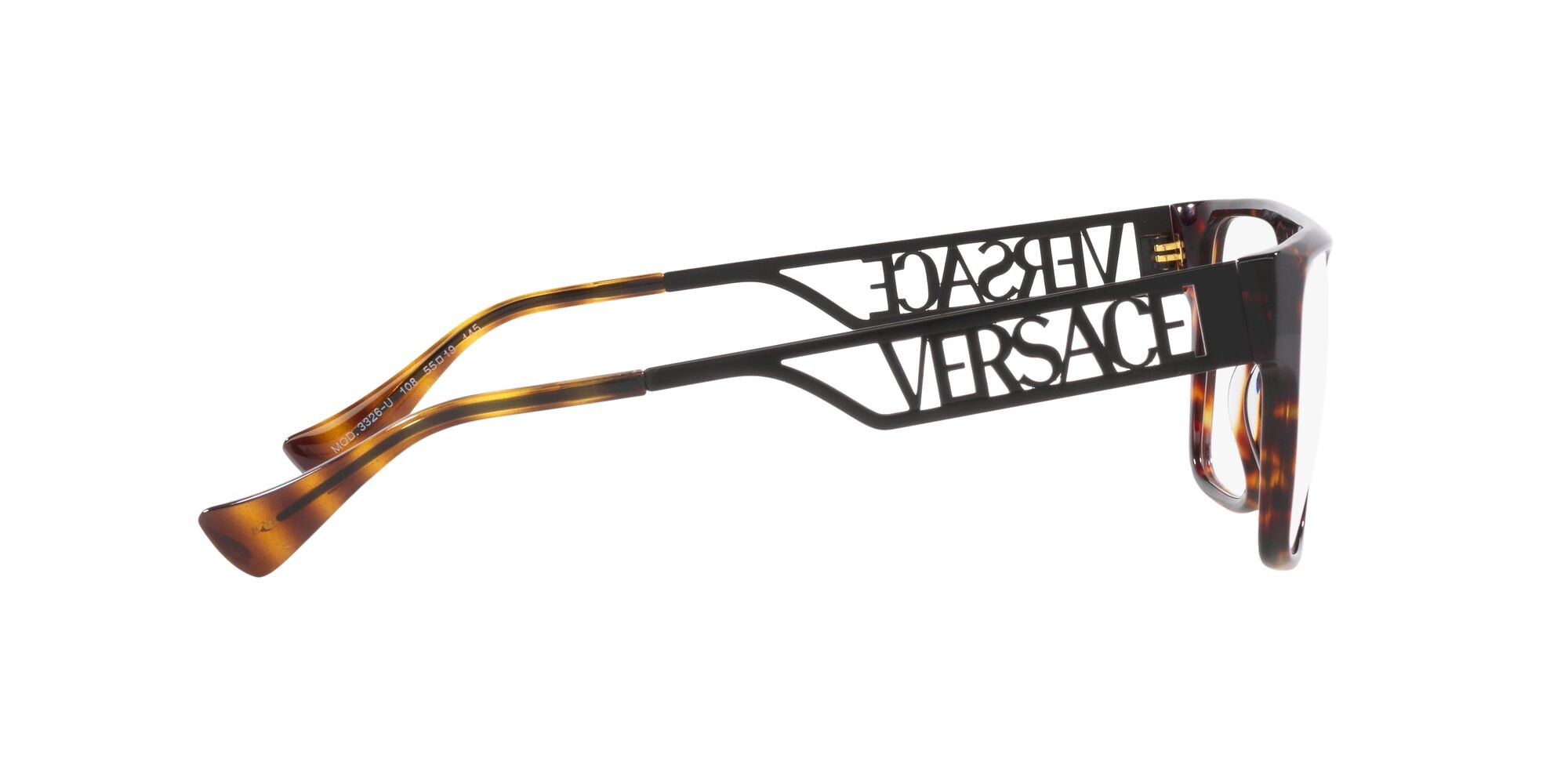 Brillen Versace VE 3326U (108) farbe havana form rechteckig gläser trasparente