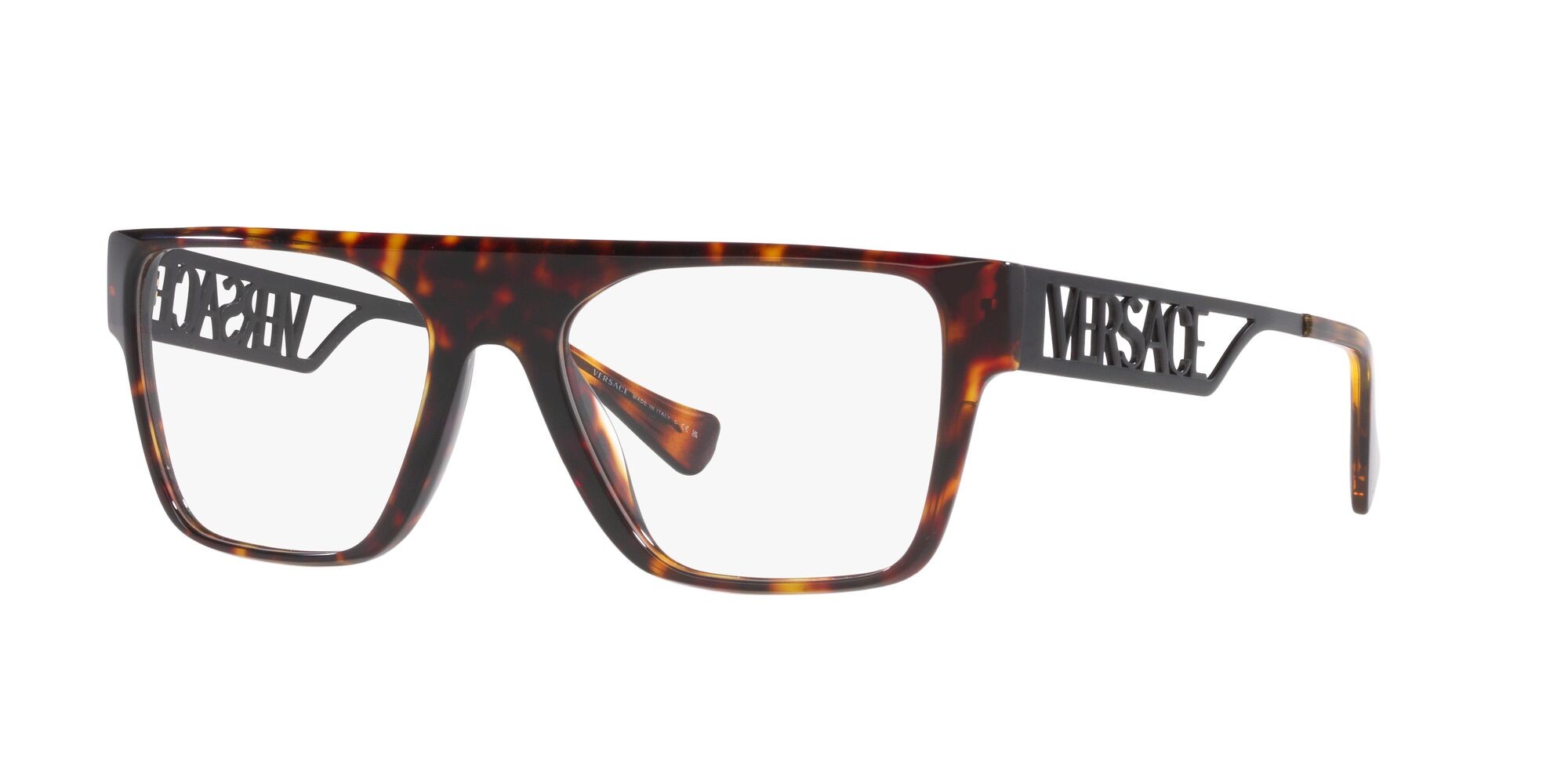 Brillen Versace VE 3326U (108) farbe havana form rechteckig gläser trasparente