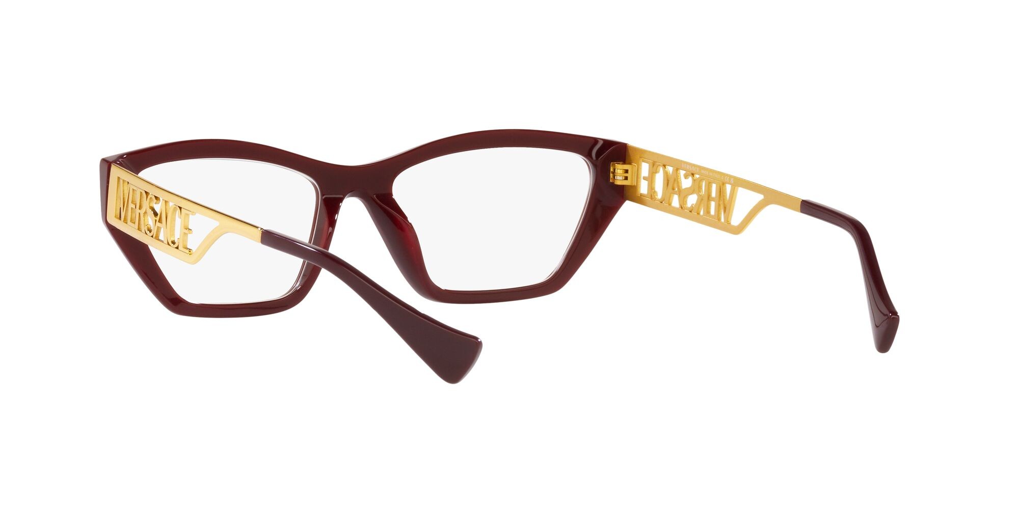 Brillen Versace VE 3327U (5381) farbe bordeaux form unregelmäßig gläser trasparente