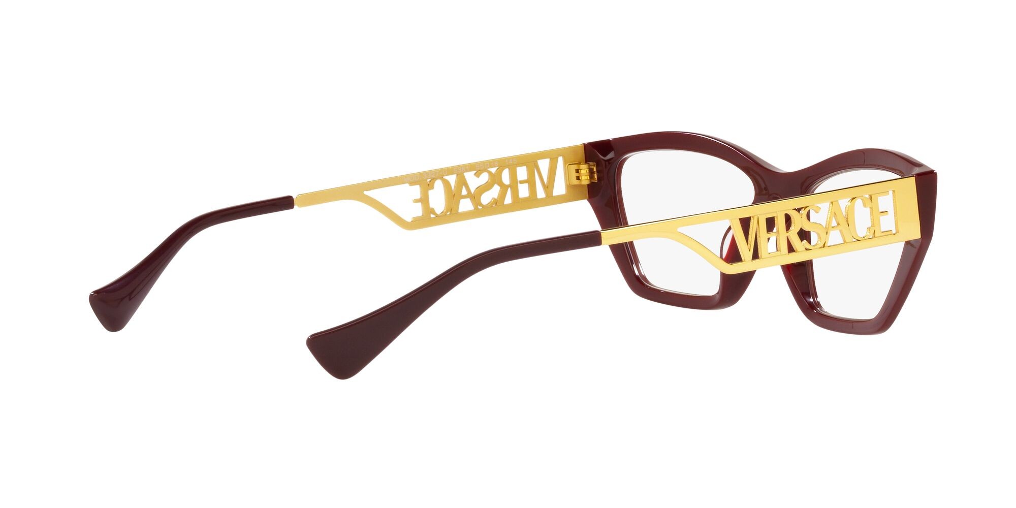 Brillen Versace VE 3327U (5381) farbe bordeaux form unregelmäßig gläser trasparente
